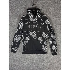 Supply &‎ Demand NYC Mens XXL Black White Paisley Bandana Hoodie SUPTM15935